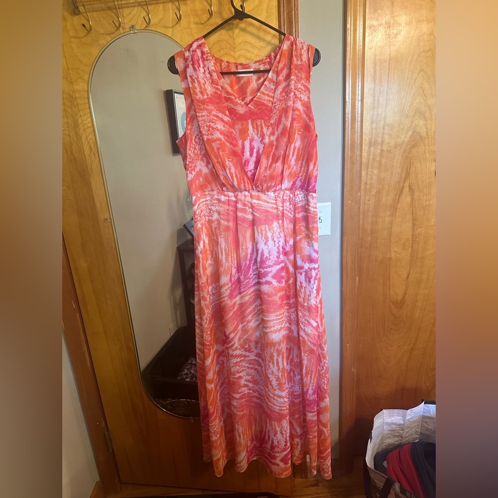 Calvin Klein Orange/Pink Maxi Dress (12)